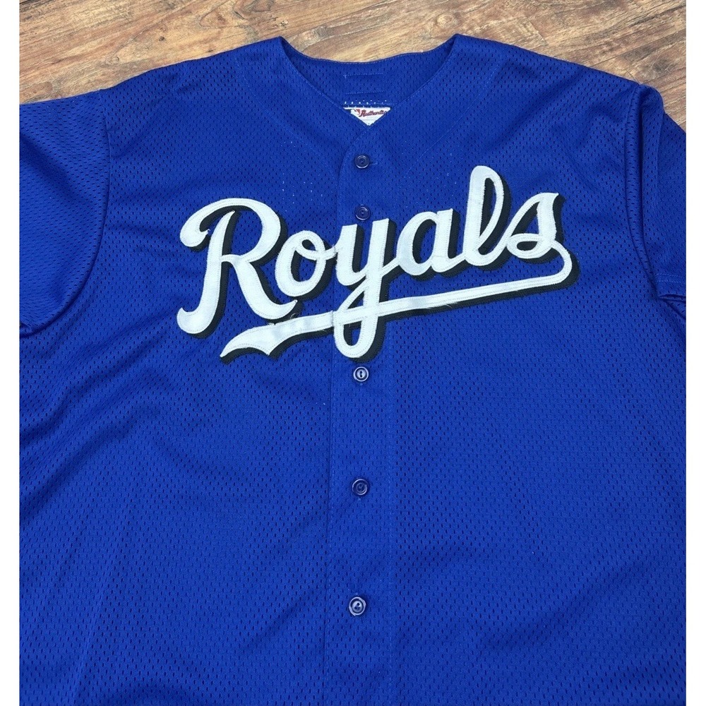 Kansas City‎ Royals Majestic Royal Blue Baseball Jersey MLB Spellout Gram #1 **